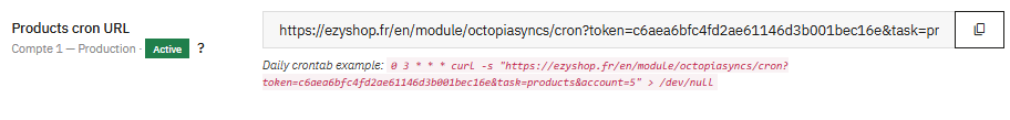 Products cron URL