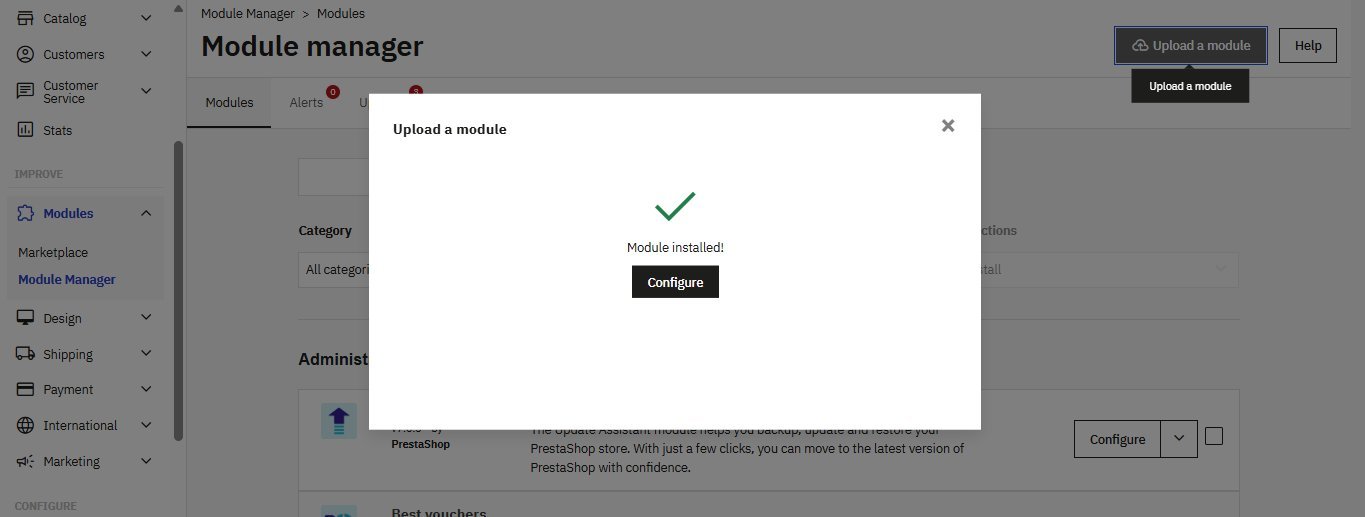Module installed — Configure button