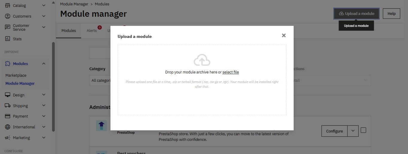 Upload a module — PrestaShop Module Manager