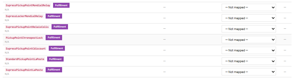 Fulfillment modes (read-only)